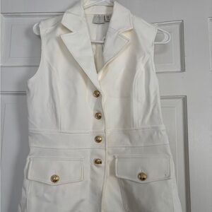 Joie Cream Sleeveless Vest with Gold Buttons